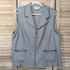 Collaborations Sleeveless Vest Gray Houndstooth VINTAGE Size 22